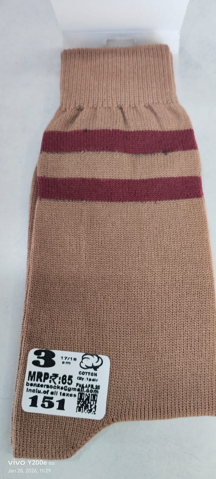3 311 DARK BISCUIT SOCKS  2 MAROON PATTA