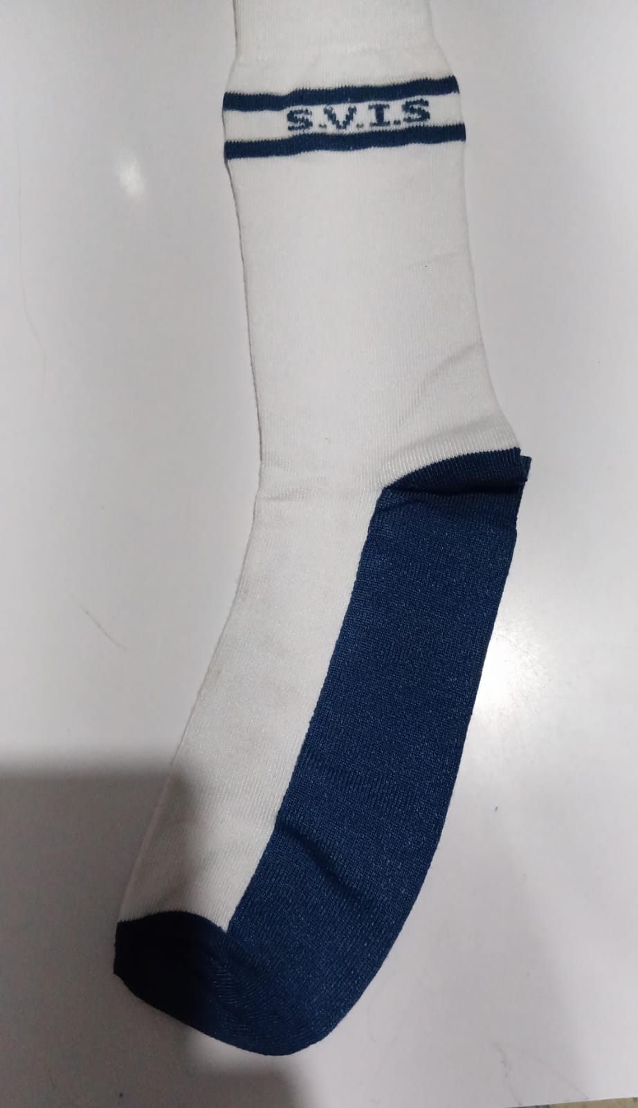 8 231 WHITE SOCKS NAVY PATTI TWO TONE NAME- SVIS 