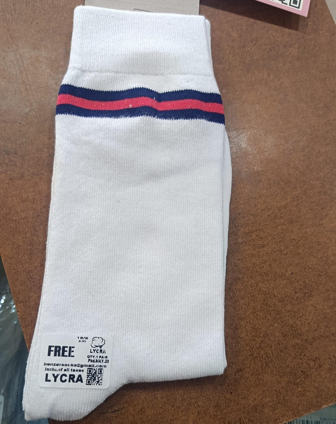 WHITE SOCKS NAVY/RED/NAVY PATTI LYCRA