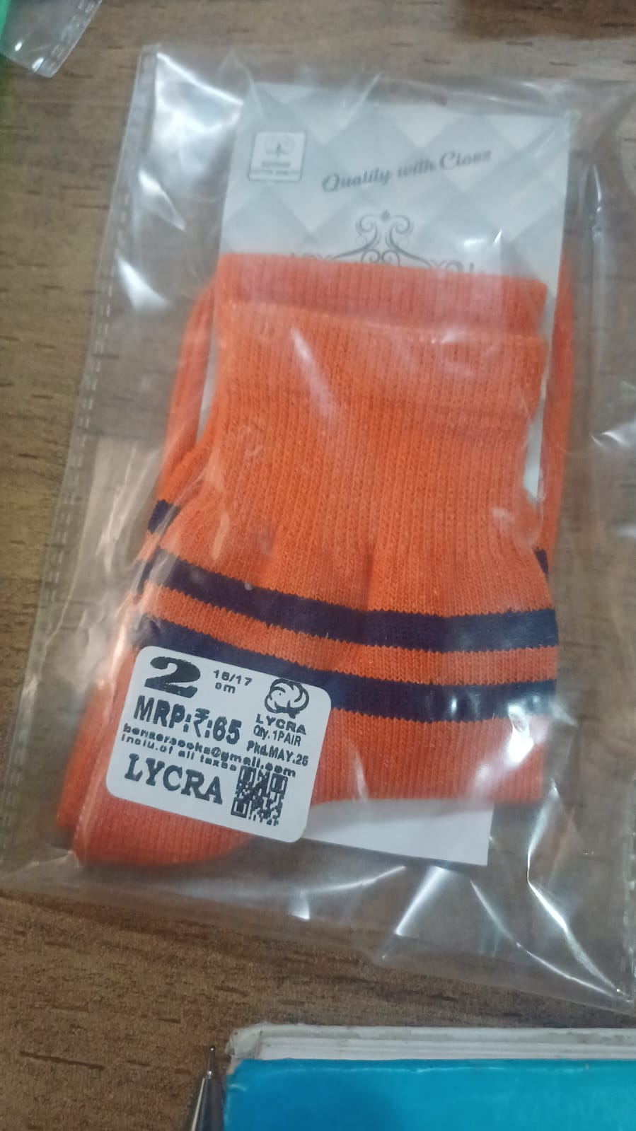 ORANGE SOCKS NAVY PATTI ANKLE LYCRA
