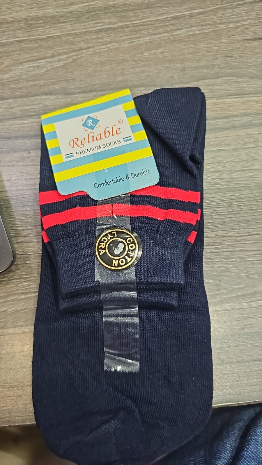 8 226 D.NAVY SOCKS 2 RED PATA ANKLE LYCRA 