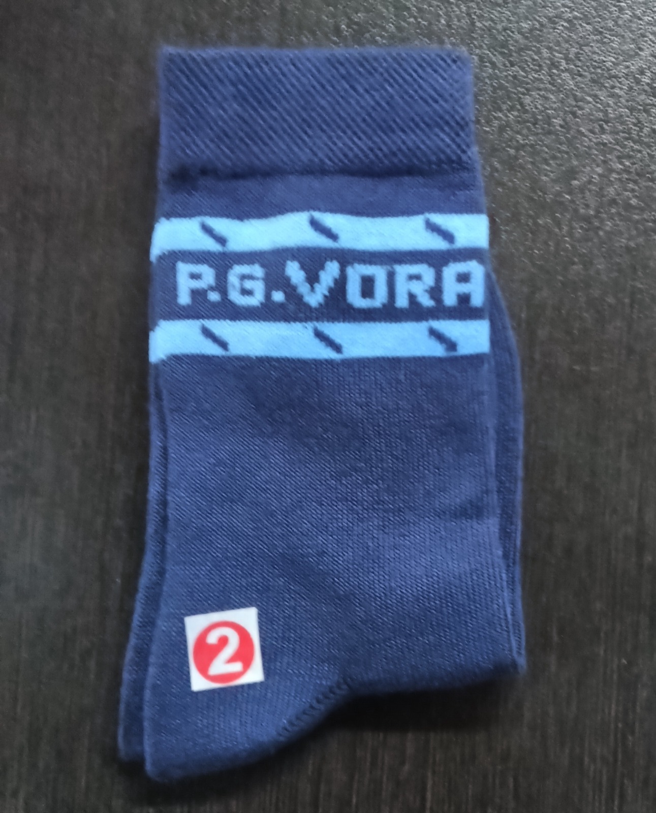 Navy Socks SKY Patti Cut Name- P. G. VORA